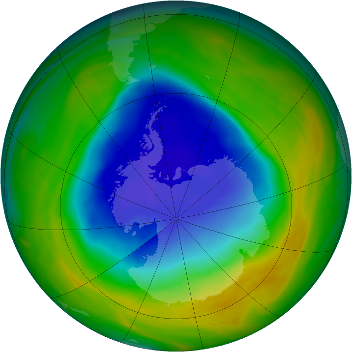 Antarctic ozone map for 02 November 2005